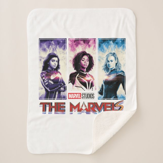 The Marvels Tri-Colour Panel Logo Badge Sherpa Blanket (Front)