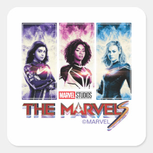 The Marvels Tri-Colour Panel Logo Badge Square Sticker