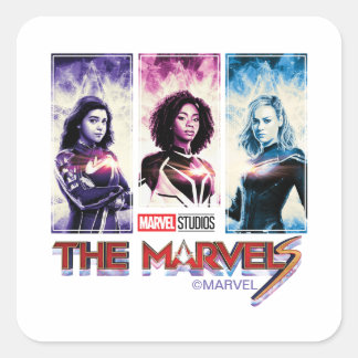 The Marvels Tri-Colour Panel Logo Badge Square Sticker