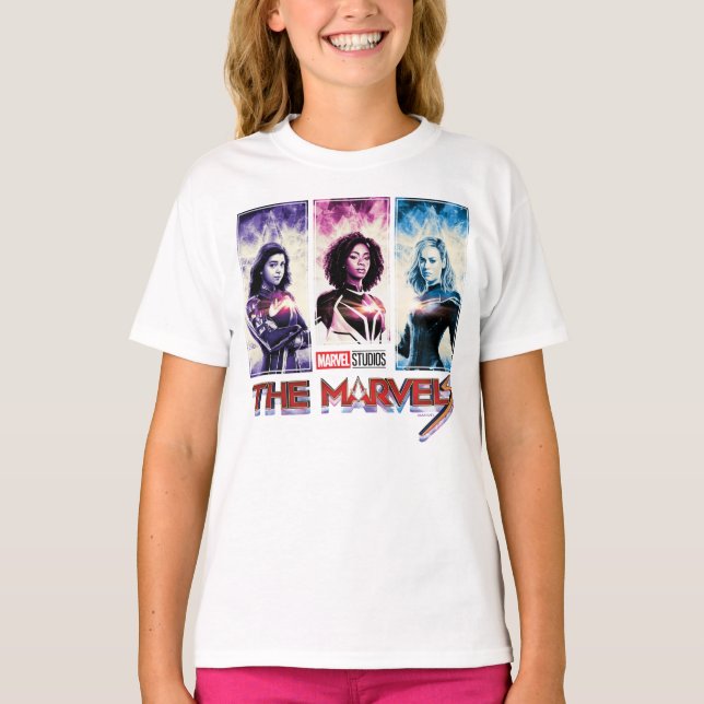 The Marvels Tri-Colour Panel Logo Badge T-Shirt (Front)