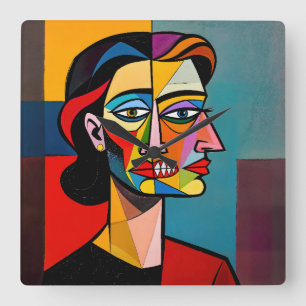 The Mask and the Monster - Portrait of a Deceiver Square Wall Clock