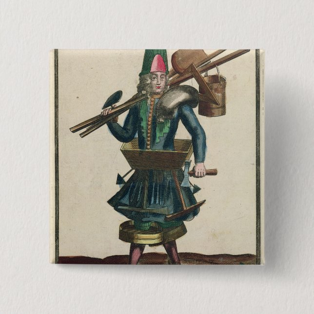 The Mason's Costume 2 Inch Square Button (Front)