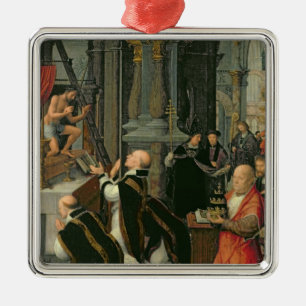 The Mass of St. Gregory (oil on canvas) Metal Ornament