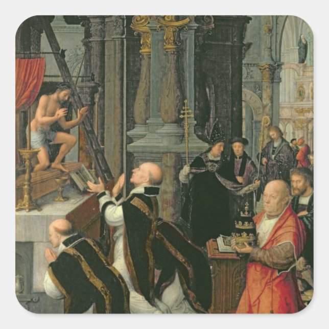 The Mass of St. Gregory (oil on canvas) Square Sticker (Front)