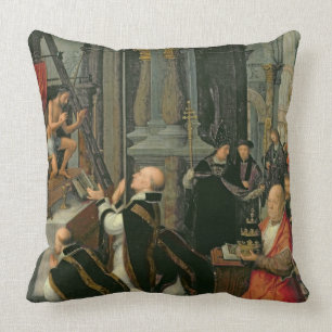 The Mass of St. Gregory (oil on canvas) Throw Pillow