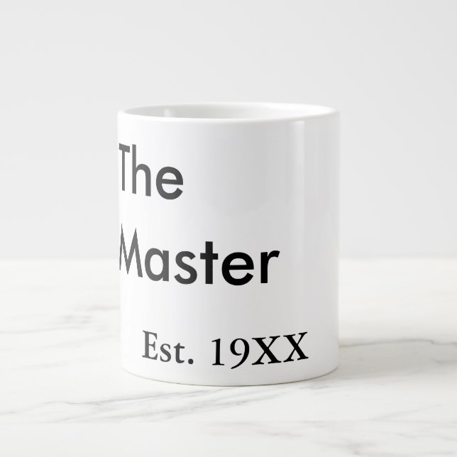 The Master boss name est year date man king title Large Coffee Mug (Front)