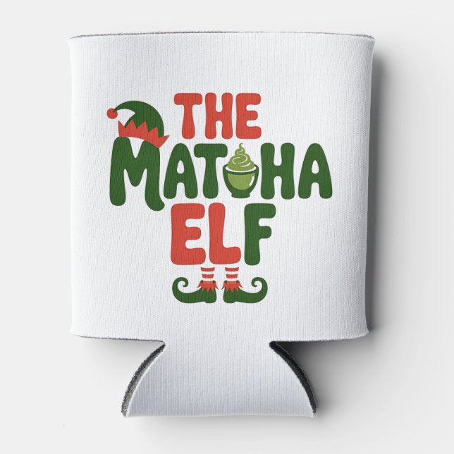 The Matcha Elf Funny Christmas Matcha Drink Can Cooler (Front)
