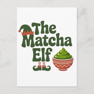 The Matcha Elf Funny Christmas Matcha Drink Lovers Announcement Postcard