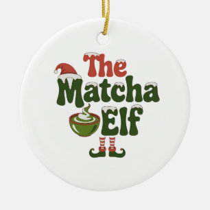 The Matcha Elf Magical Christmas Drink Ceramic Ornament