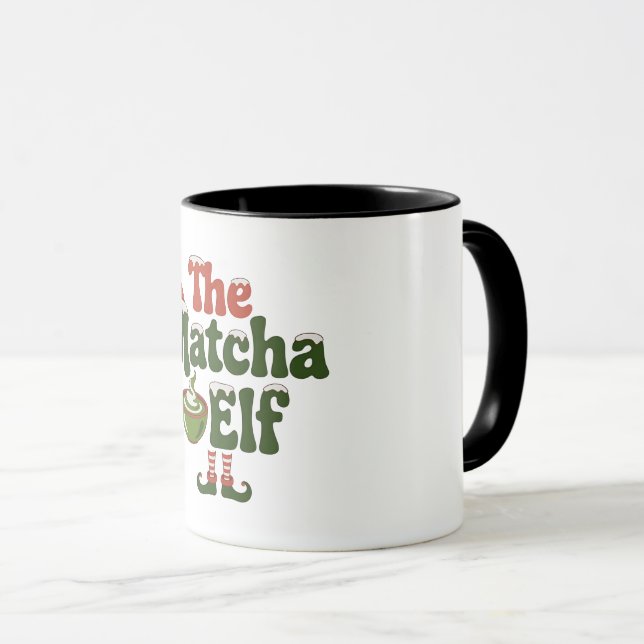 The Matcha Elf Magical Christmas Drink Mug (Front Right)