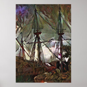 The Mayflower 2 in A.I. art whimsical Poster
