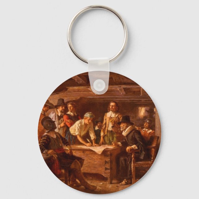 The Mayflower Compact by Jean Leon Gerome Ferris Keychain (Front)