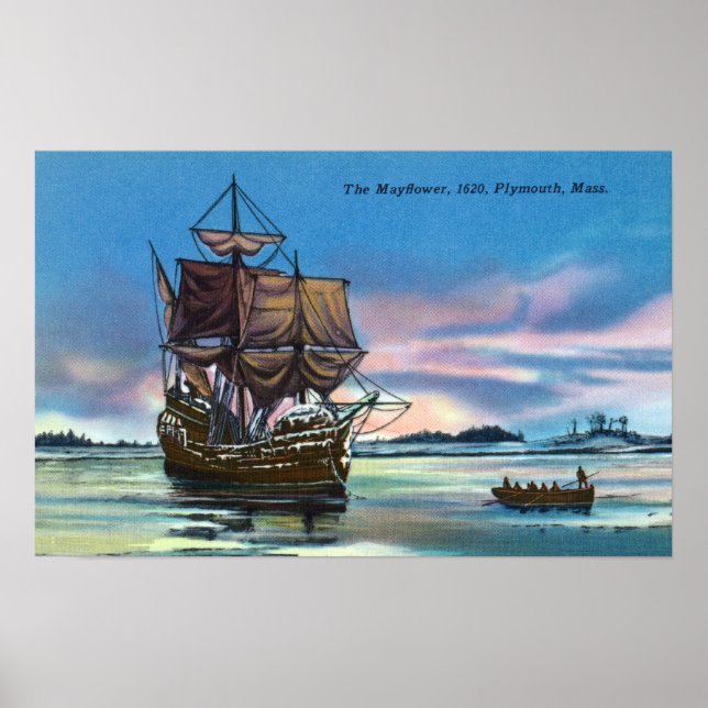The Mayflower Landing in 1620 Scene Poster (Front)