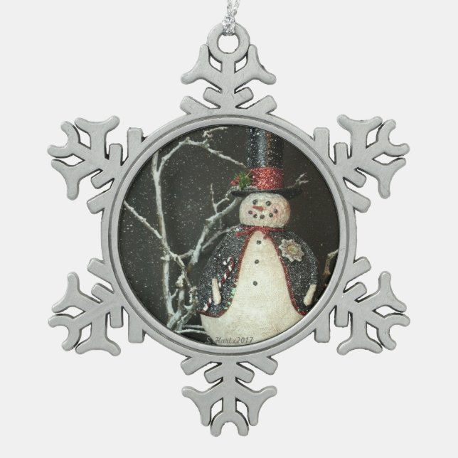 The Mayor Snowflake Pewter Christmas Ornament (Front)