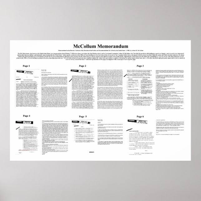 The McCollum Memo Eight Action Memorandum Poster (Front)