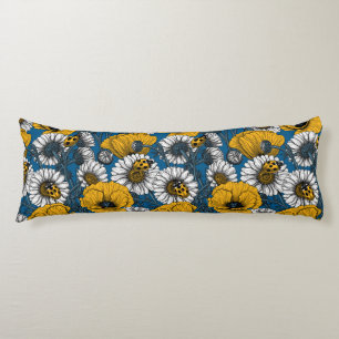 The meadow in yellow and blue body pillow