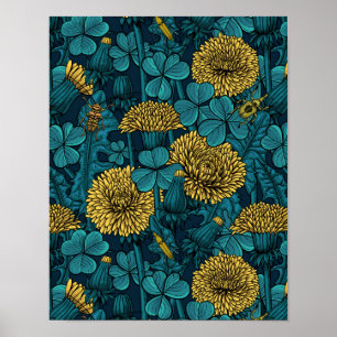 The meadow in yellow and blue poster