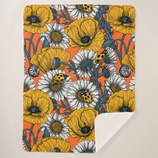 The meadow in yellow and blue sherpa blanket (Front)