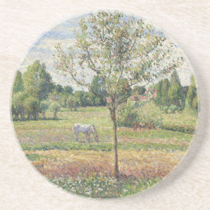 The Meadow with Grey Horse, Eragny, Oil Painting Coaster