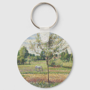 The Meadow with Grey Horse, Eragny, Oil Painting Keychain