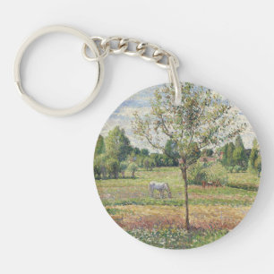 The Meadow with Grey Horse, Eragny, Oil Painting Keychain