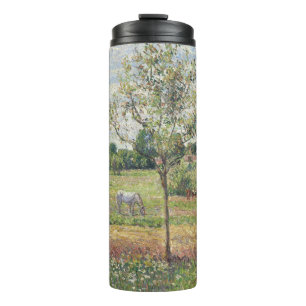 The Meadow with Grey Horse, Eragny, Oil Painting Thermal Tumbler