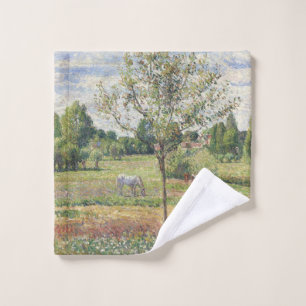 The Meadow with Grey Horse, Eragny, Oil Painting Wash Cloth