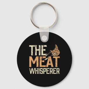 The Meat Whisperer Funny Vintage Grilling Bbq Smok Keychain