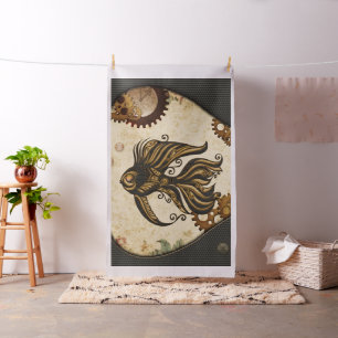 The mechanical wonder of the ocean steampunk fish. fabric