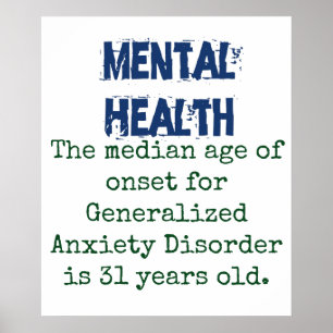 The Median Age Of Onset GAD - Mental Health Quote Poster