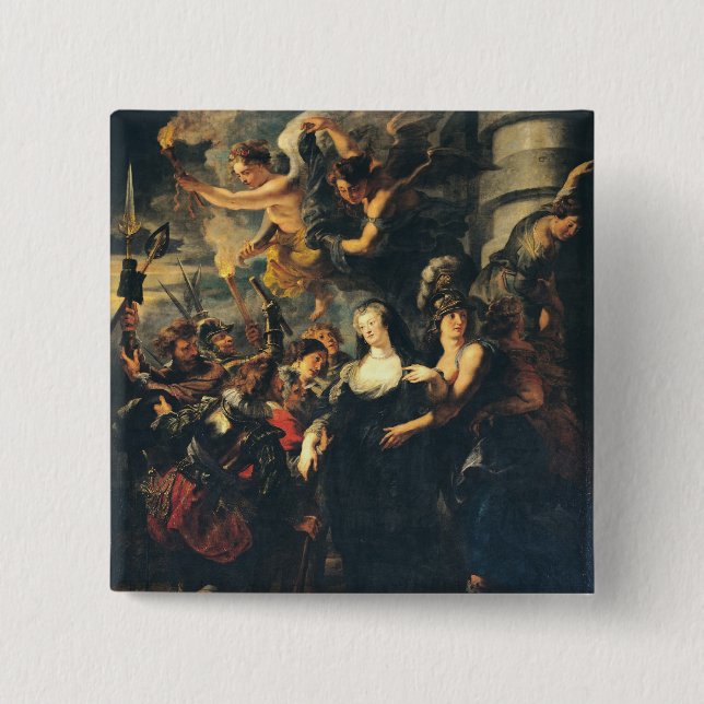 The Medici Cycle 3 2 Inch Square Button (Front)