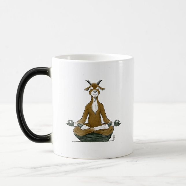 “The Meditating Goat” Morphing Mug. Magic Mug (Left)