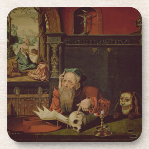 The Meditation of St. Jerome (oil on panel) Coaster