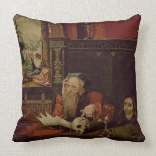 The Meditation of St. Jerome (oil on panel) Throw Pillow