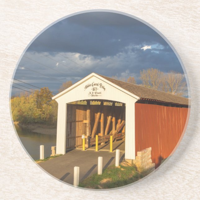 The Medora Covered Bridge Built In 1875 Coaster (Front)