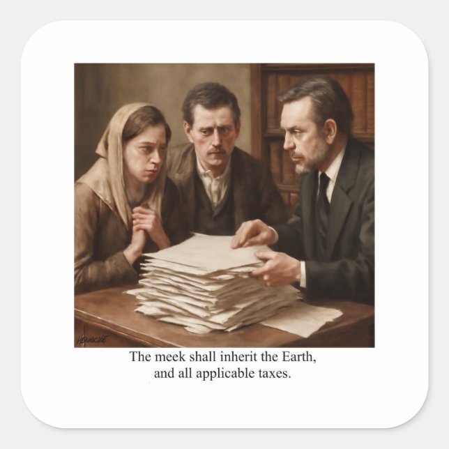 The meek shall inherit the Earth Square Sticker (Front)