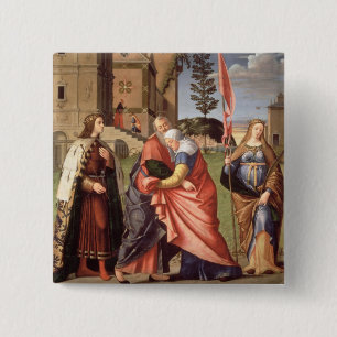 The Meeting at the Golden Gate with Saints, 1515 ( 2 Inch Square Button