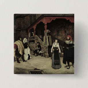 The Meeting of Faust and Marguerite, 1860 2 Inch Square Button