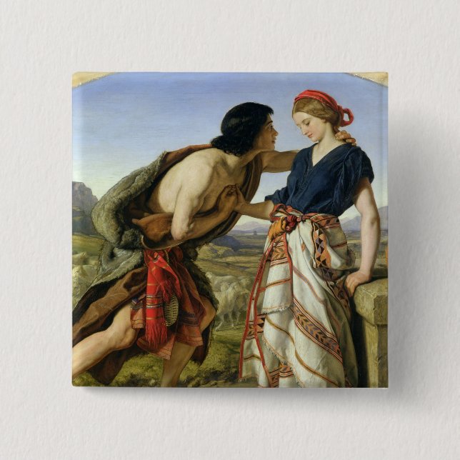 The Meeting of Jacob and Rachel, 1853 2 Inch Square Button (Front)