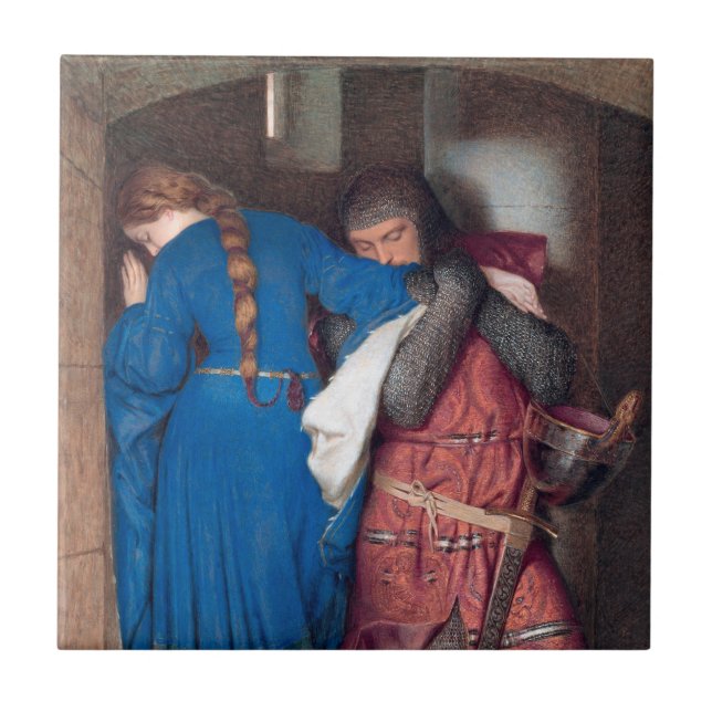 The Meeting on the Turret Stairs (by F.W. Burton) Tile (Front)