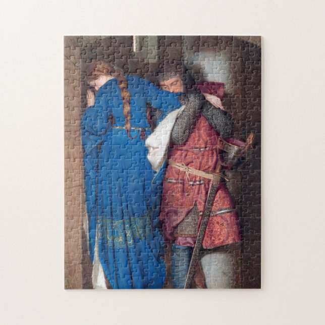 The Meeting On Turret Stairs by Frederic Burton Jigsaw Puzzle (Vertical)