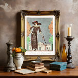 The Melancholy Walker by George Barbier Poster<br><div class="desc">The Melancholy Walker. Afternoon dress,  de Beer (1922) fashion illustration by George Barbier.</div>