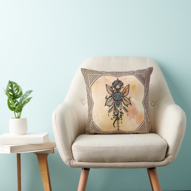 The melody of nature,  dance of the flower fairy.  throw pillow (Chair)