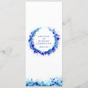 The menu blue splat art wreath watercolor