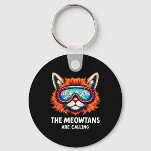 The Meowtains Are Calling Cat Lover Mountain Skier Keychain