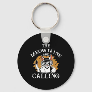 The Meowtains Are Calling Cats Skier Women Snowboa Keychain