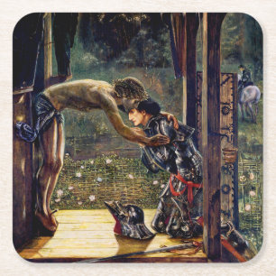 The Merciful Knight by Edward Burne-Jones Square Paper Coaster