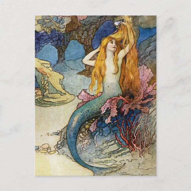“The Mermaid” by Warwick Goble Postcard (Front)