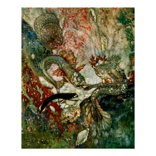 “The Mermaid King” by Edmund Dulac Poster