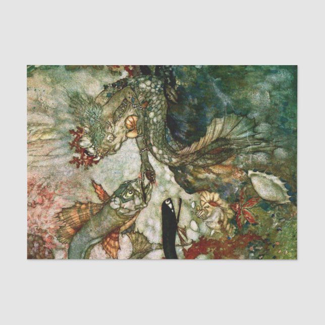 “The Mermaid King” by Edmund Dulac Tissue Paper (Front)